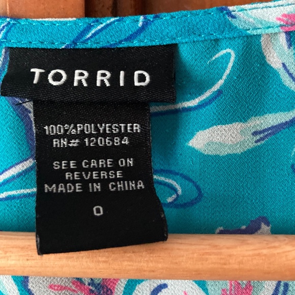 Torrid Turquoise Floral Chiffon Button Blouse - Picture 2 of 5